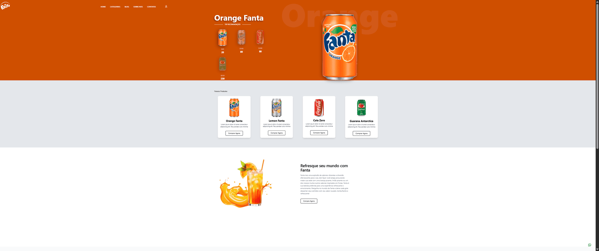 Landing Page - Products Soda