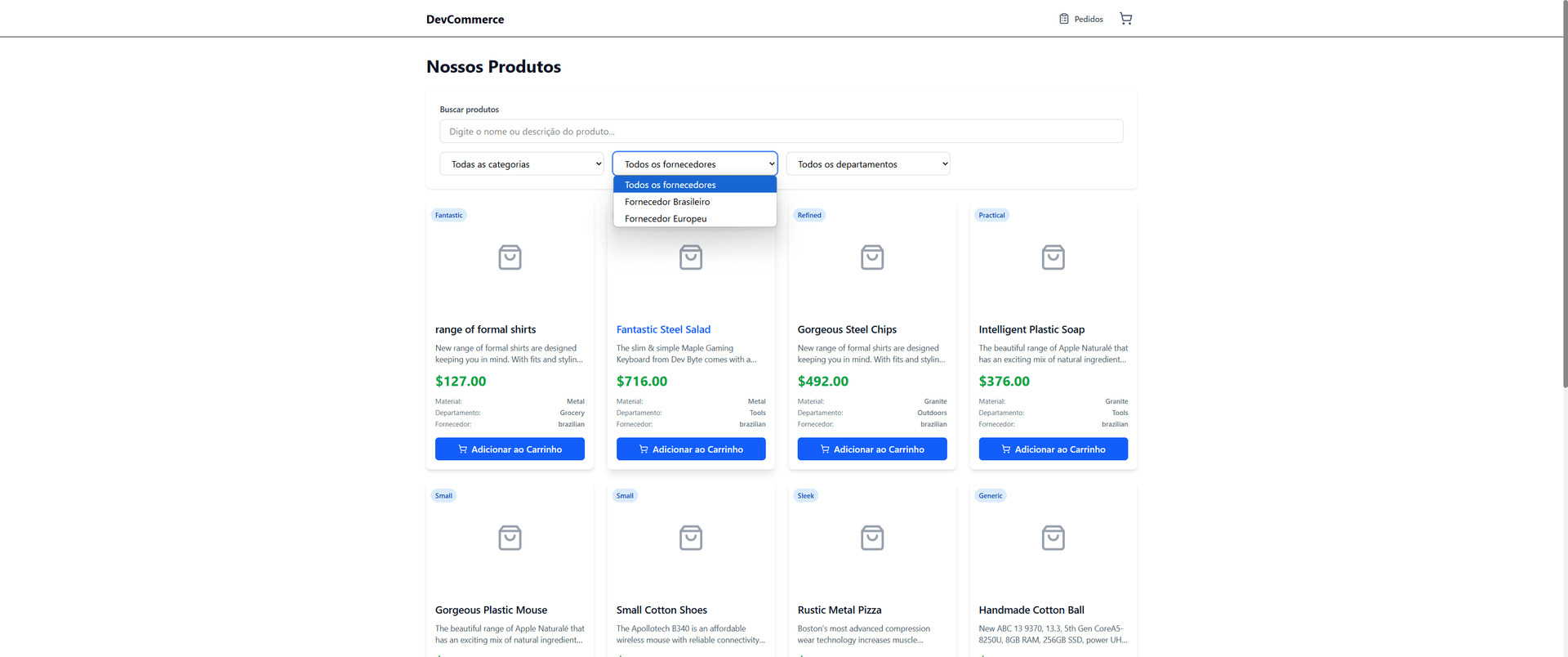 App Web de Ecommerce com ReactJs